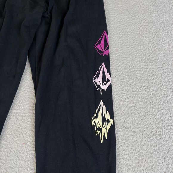 Volcom Sweatpants Youth XXL 14 Black Joggers Pink Logo Surf Skate Unisex - Picture 3 of 11